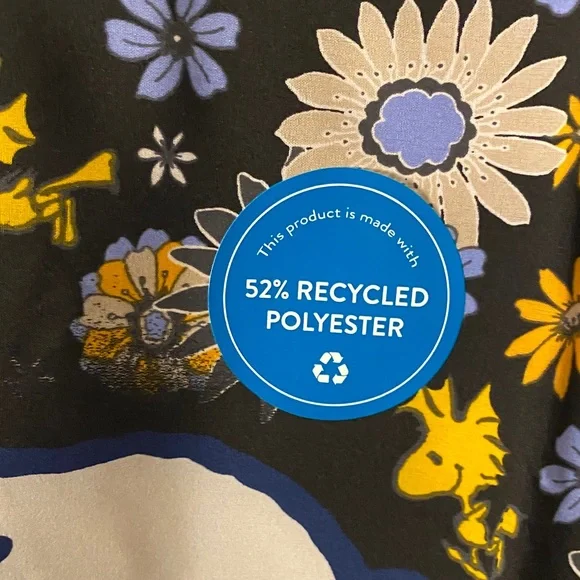 Peanuts Snoopy Floral Print Women's Tee - Black and Purple - Picture 4 of 7